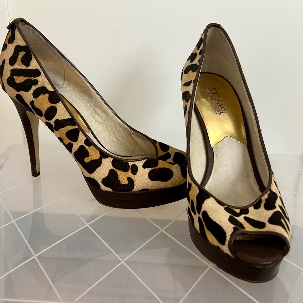 Michael Kors Animal Print Peep Toe Heels